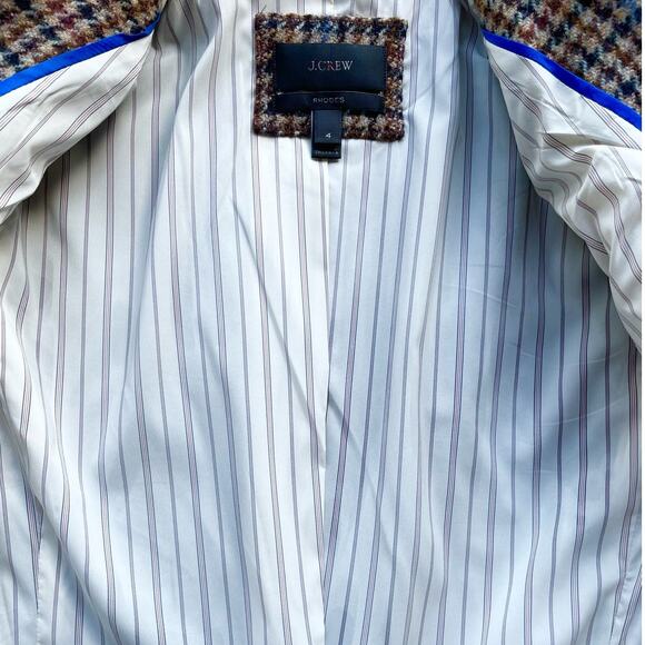 J.Crew Rhodes Blazer Jacket Wool Tweed Houndstooth Elbow Patches Brown Size 4 - Picture 4 of 11